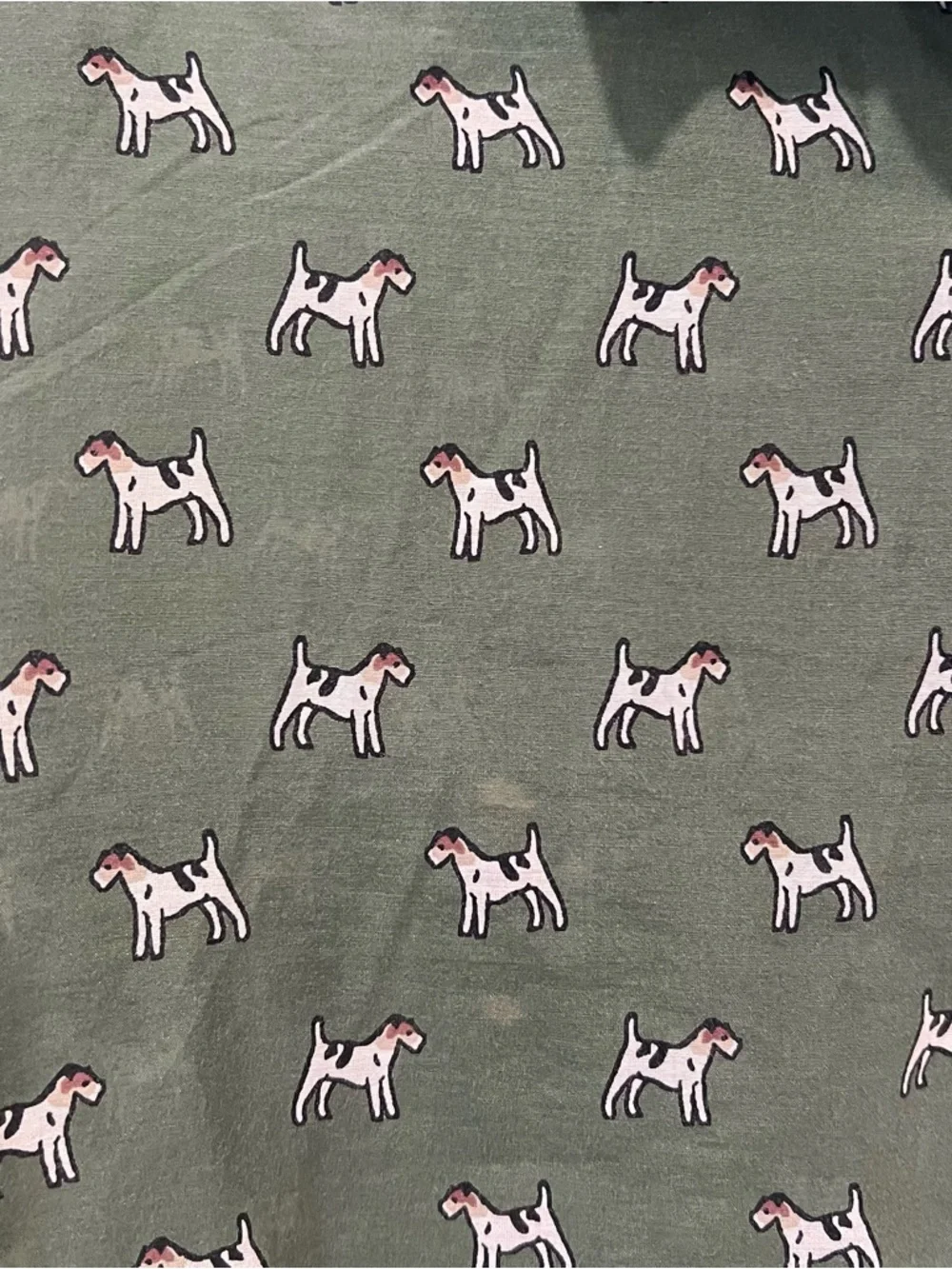 J.Crew Green Airedale Terrier Dog Half Button Down Shirt Size 14 sill blend - Picture 4 of 9